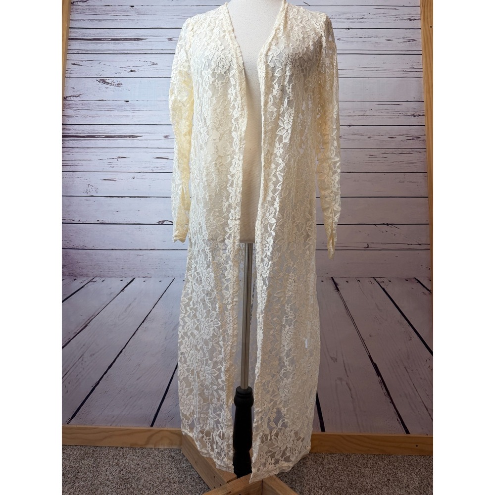 Grace and Emma‎ NWT Lace Duster Cardigan Floral long Fairy Beach Cottage Boho OS
